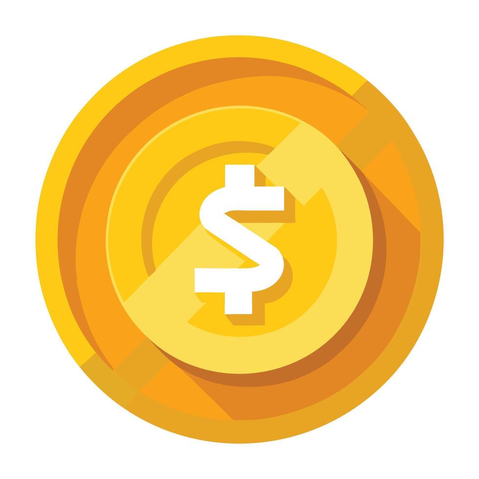 Isolated Golden Dollar Coin Flat Design vector