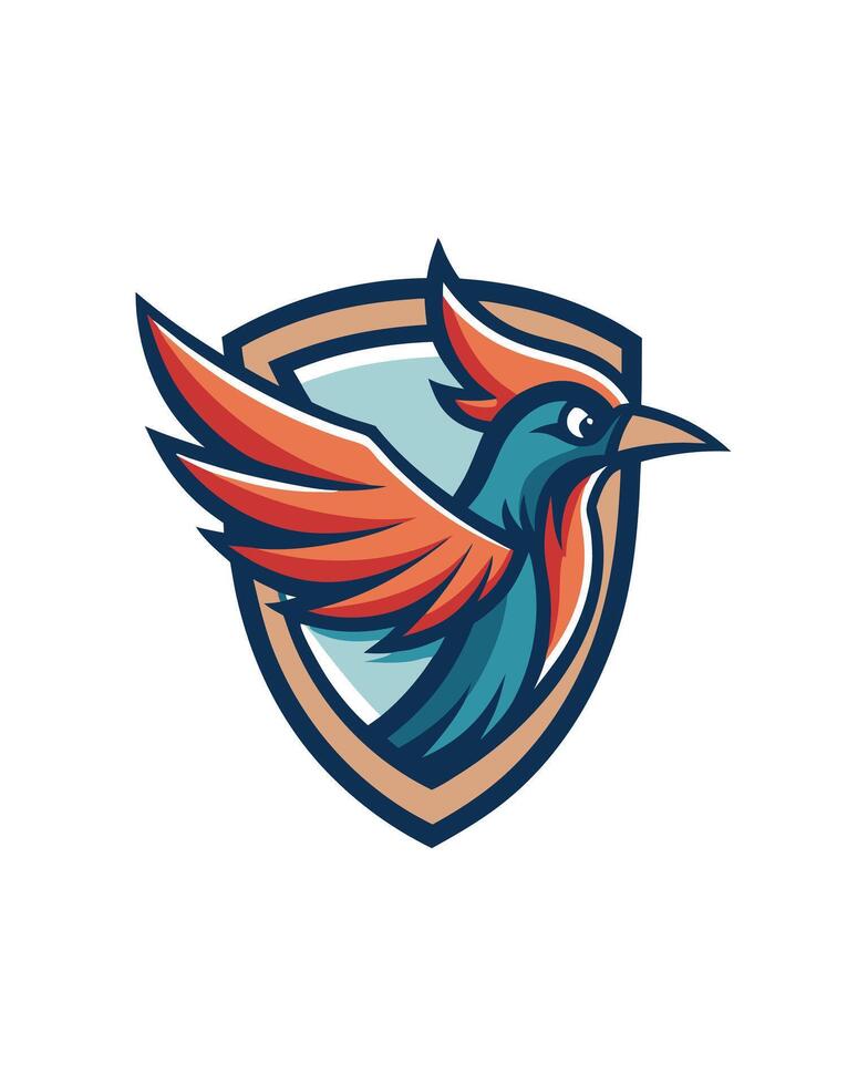 Bird Logo Emblem Shield Colorful Modern Design vector