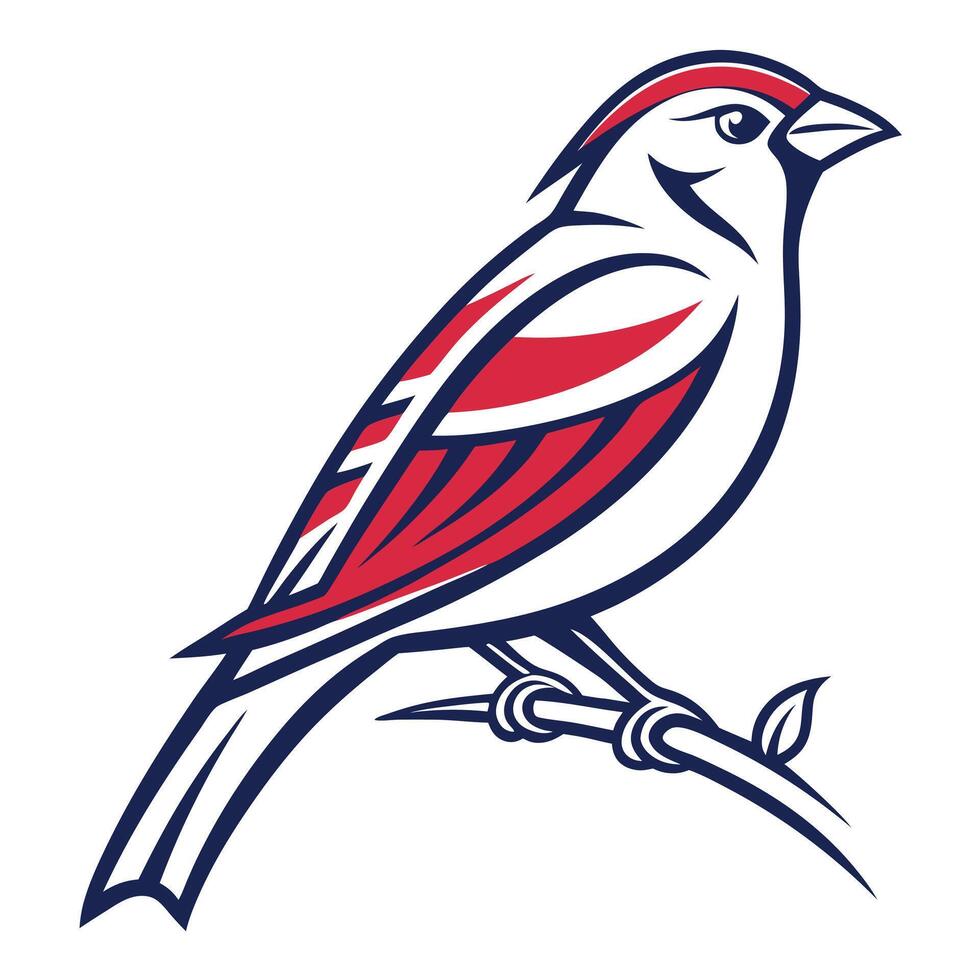 Red And Blue Bird On Branch vector