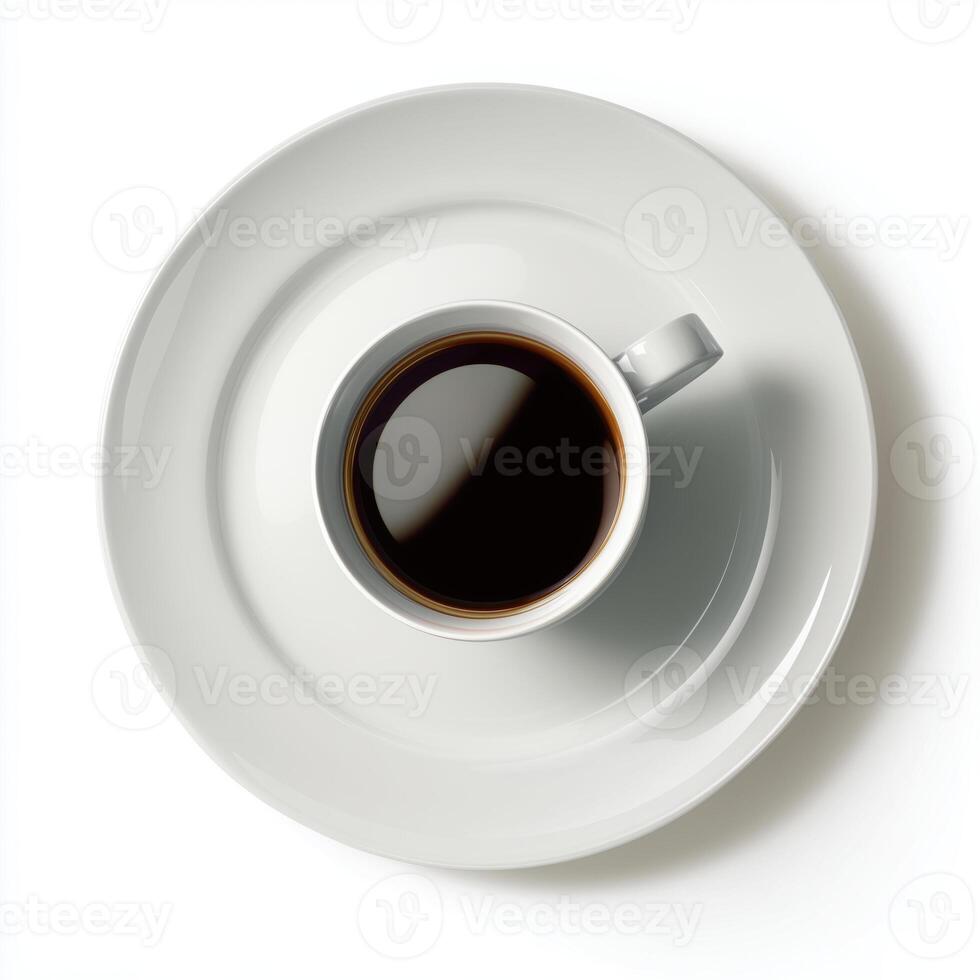 dark coffee sits gracefully on clean, white plate, creating minimalist yet inviting presentation and feeling of warmth photo