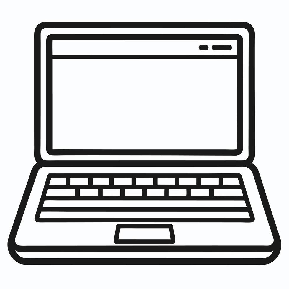 Simple Black And White Laptop Icon vector