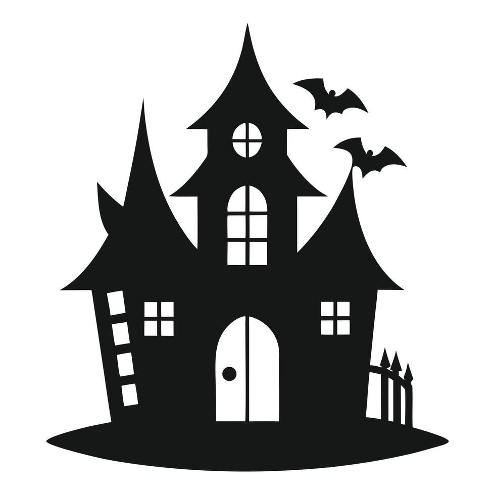 Halloween Haunted House Silhouette Illustration vector