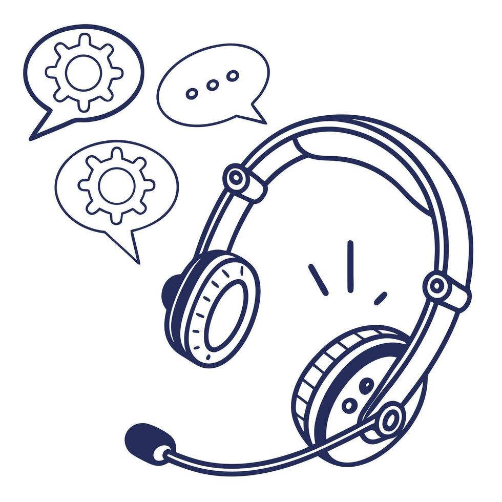Customer Service Headset With Speech Bubbles vector