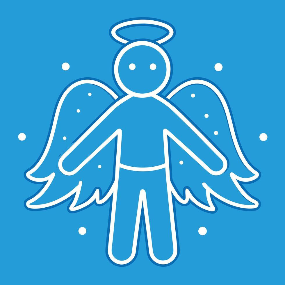 Minimalist Angel Illustration On A Blue Background vector