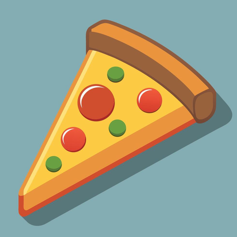 Pizza Slice Illustration With Pepperoni And Peppers vector