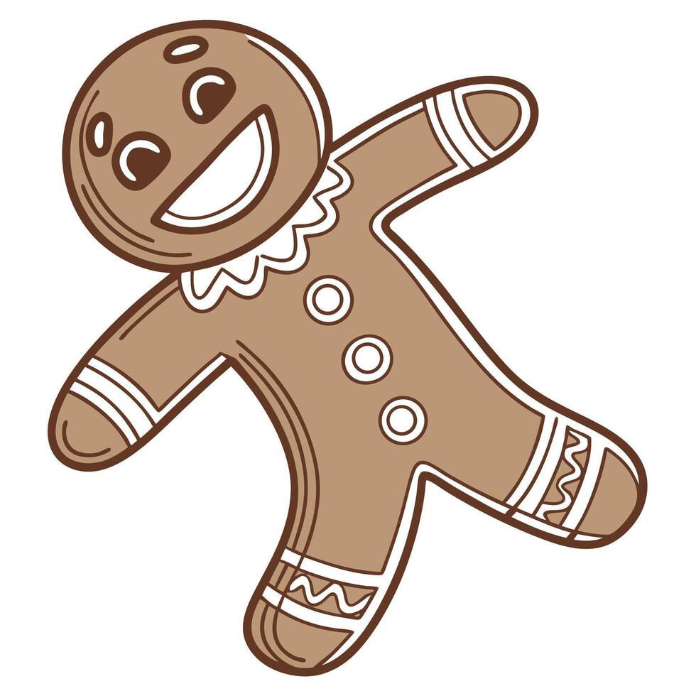 Cartoon Gingerbread Man Isolated On White Background vector