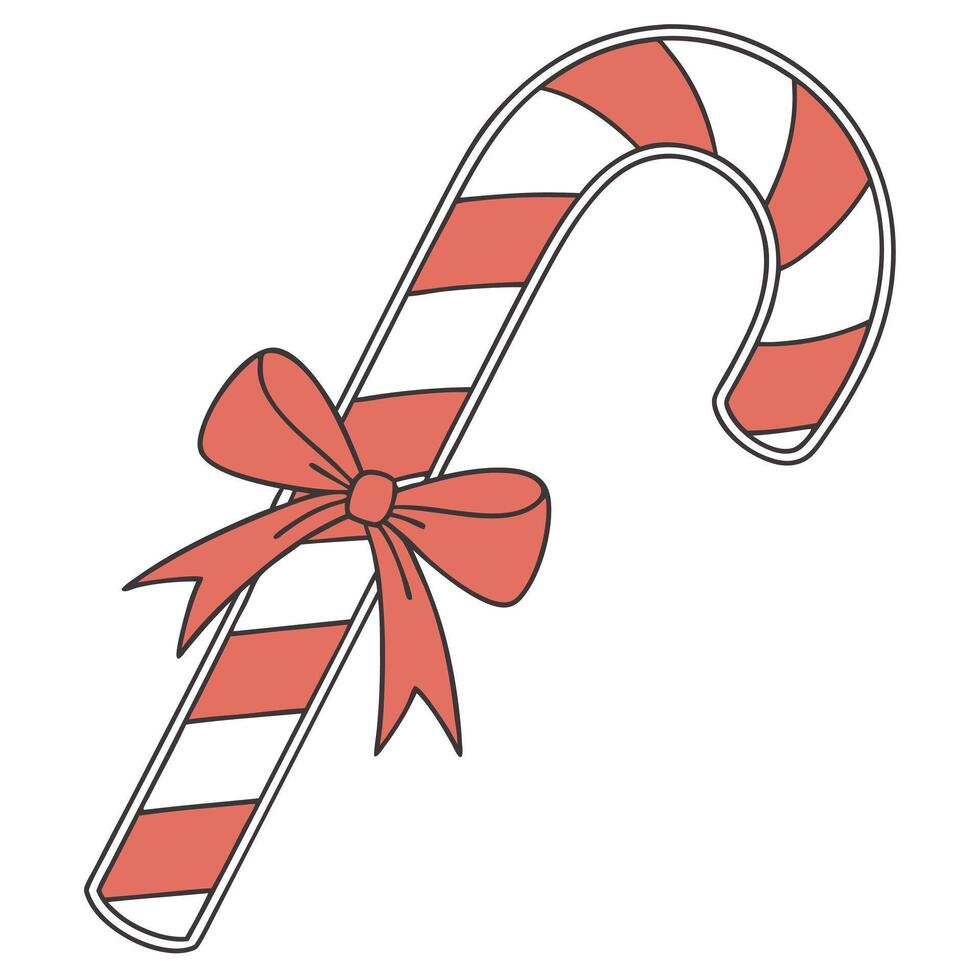 Candy Cane With Red Bow Illustration vector