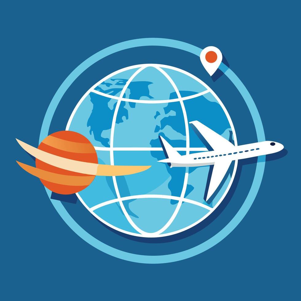 Global Travel Concept With Plane And Planet vector