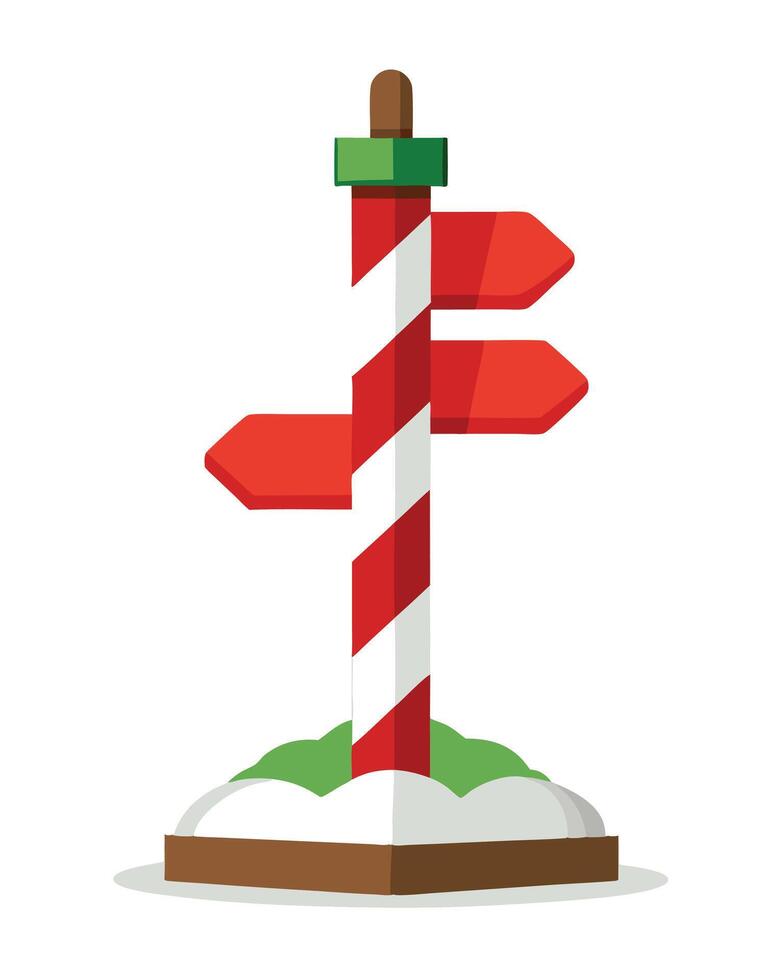 Christmas Signpost With Directions Flat Illustration vector