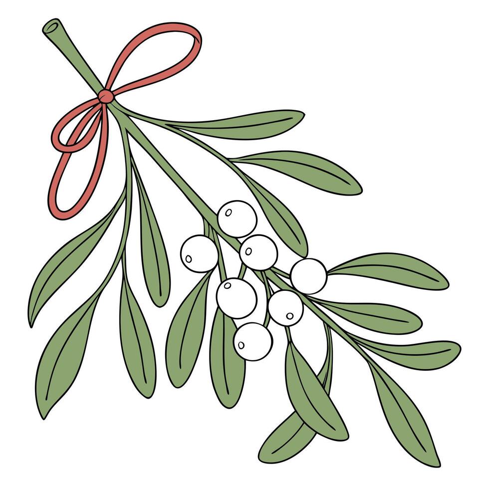 Mistletoe Branch With Red Ribbon Illustration vector