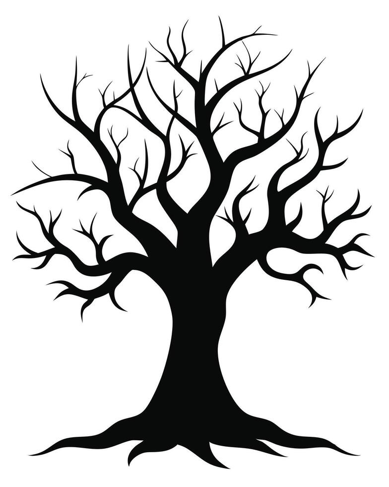 Silhouette Of Bare Tree Illustration vector