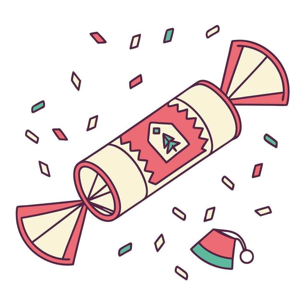 Festive Christmas Cracker With Confetti Illustration vector
