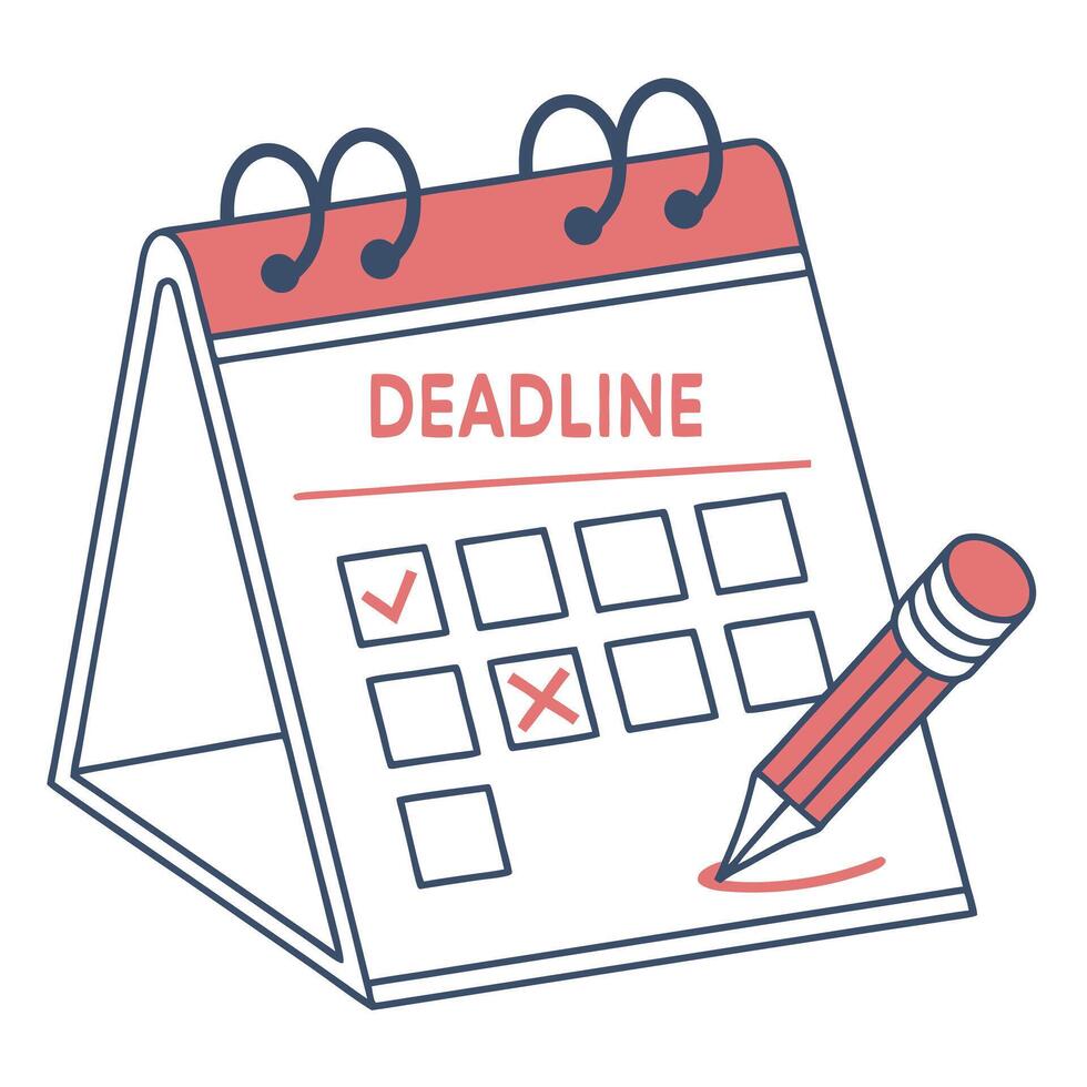 Deadline Calendar With Check And Cross Marks vector