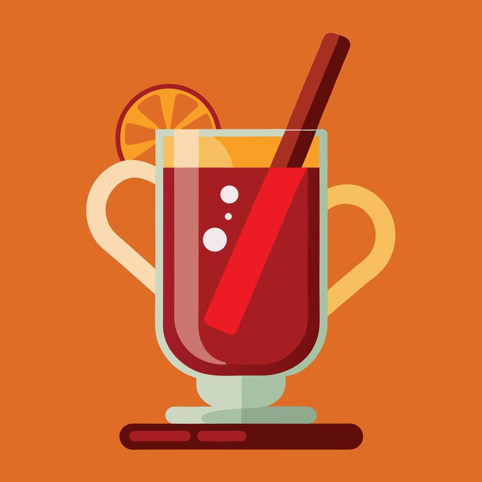Mulled Wine With Orange And Cinnamon Stick vector