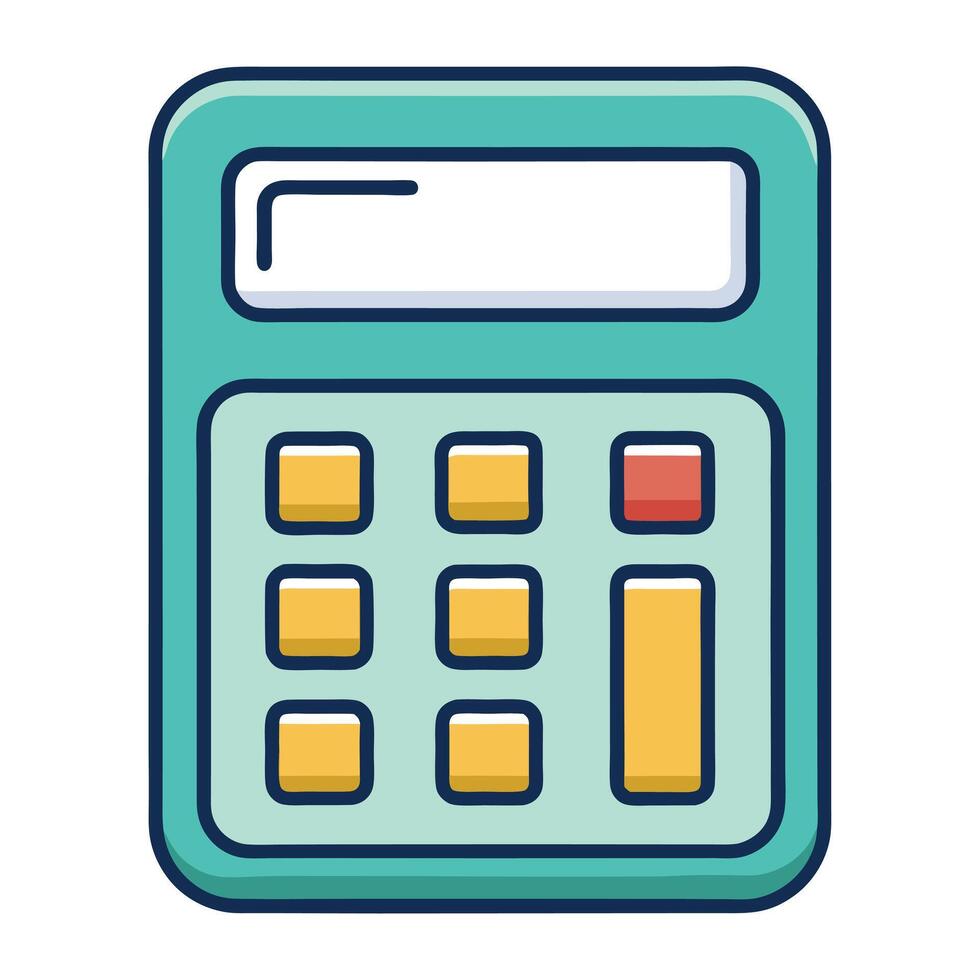 Teal Calculator Icon For Math Finance vector