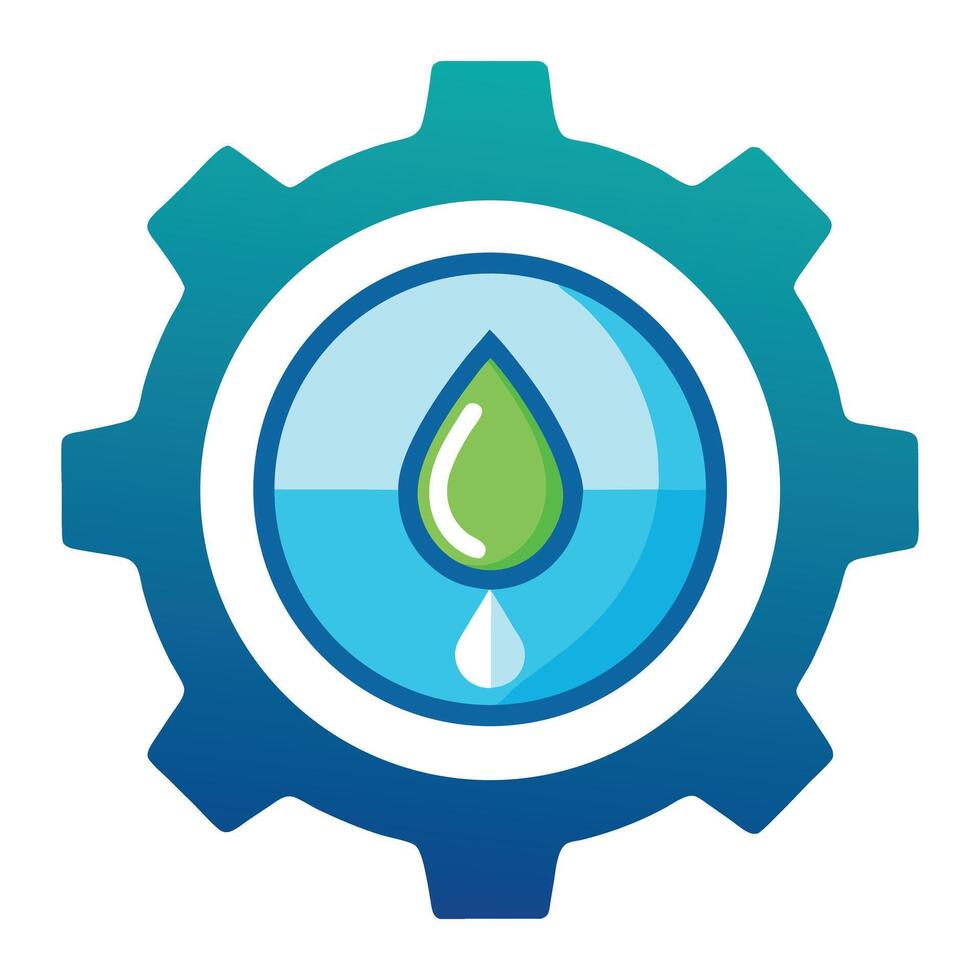 Gear With Water Drop Sustainable Technology Concept vector