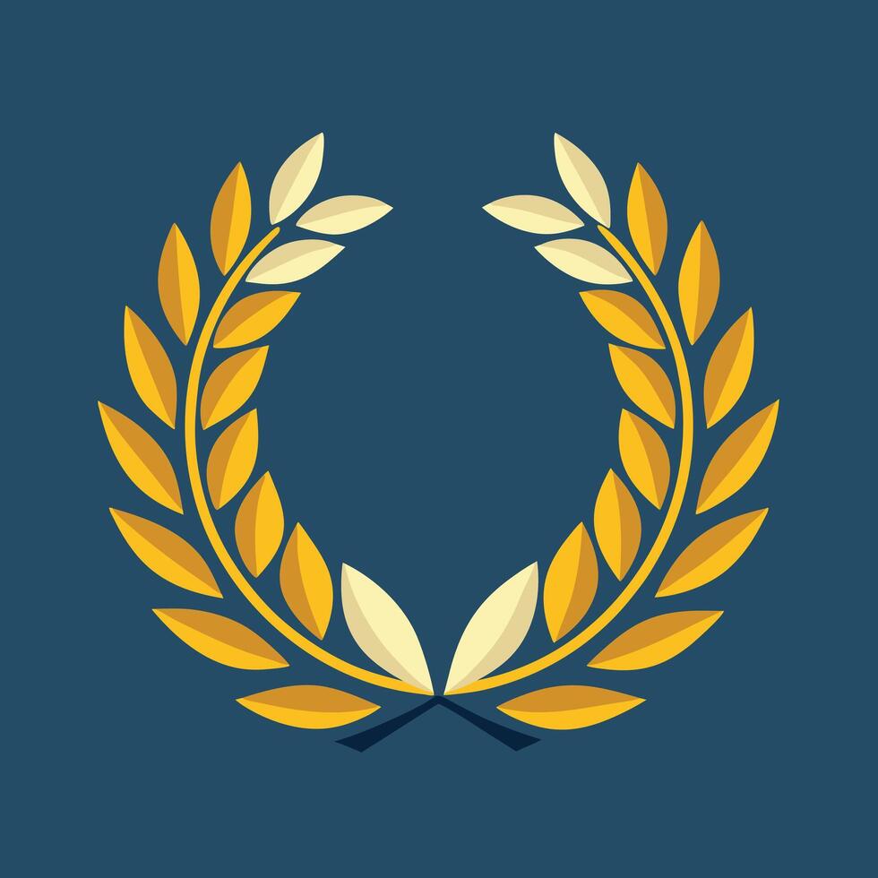 Golden Laurel Wreath On A Blue Background vector