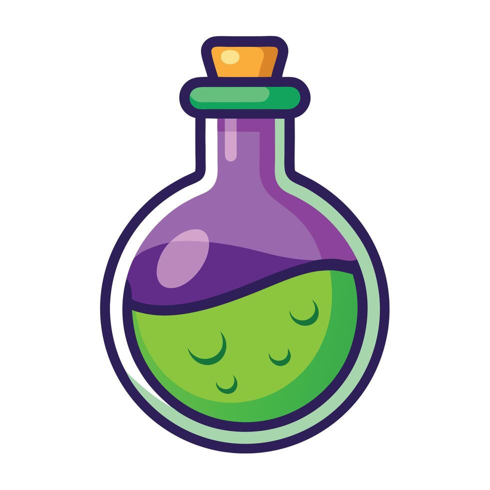 Cartoon Witch Potion Bottle Graphic vector