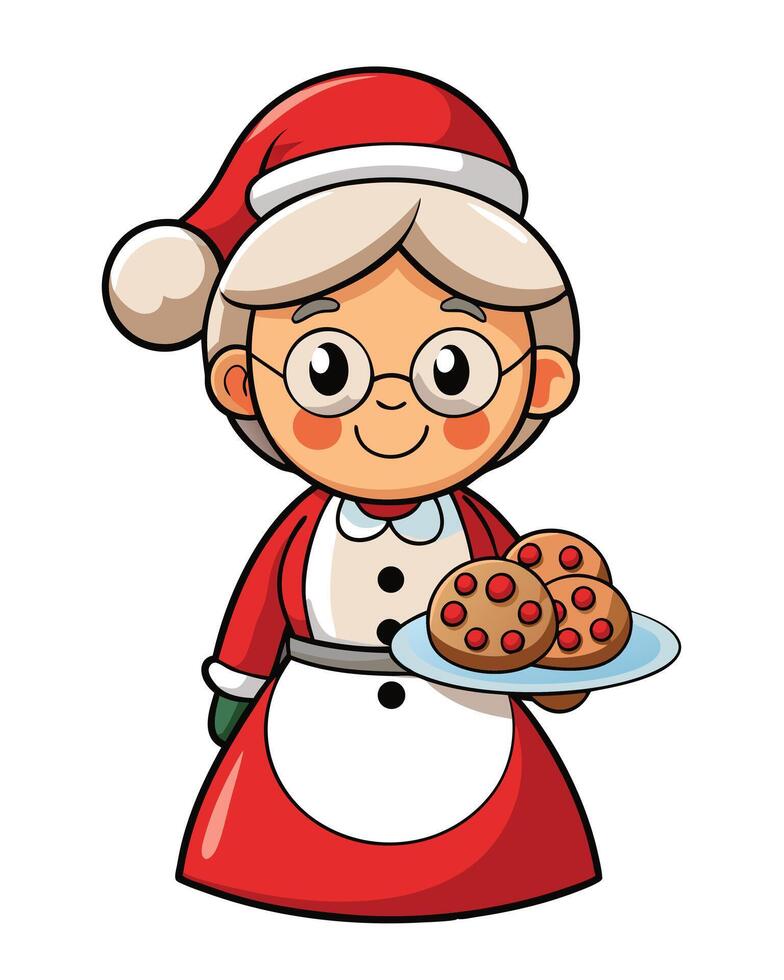 Cartoon Mrs Claus With Cookies Illustration vector