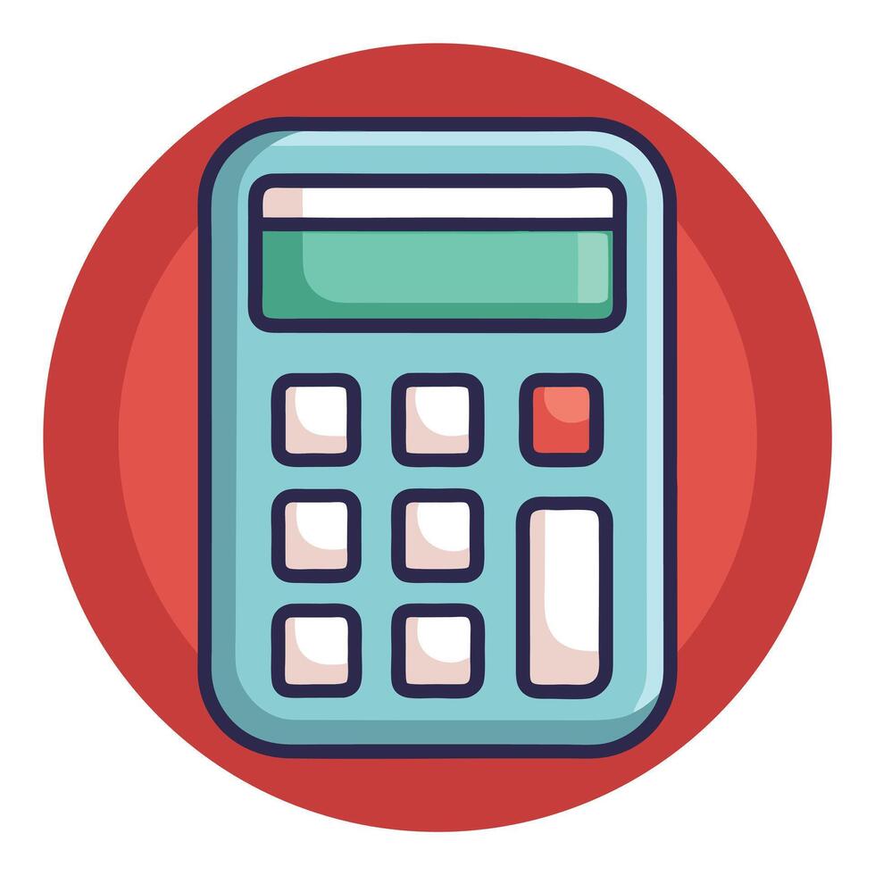 Cartoon Calculator On Red Circle Background vector