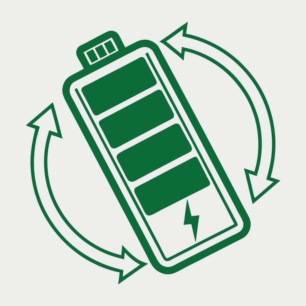 Green Battery Recycling Symbol Illustration vector