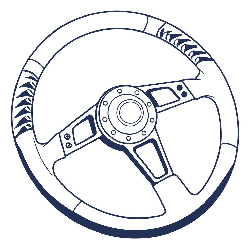 Steering Wheel Dark Blue Outline Graphic vector
