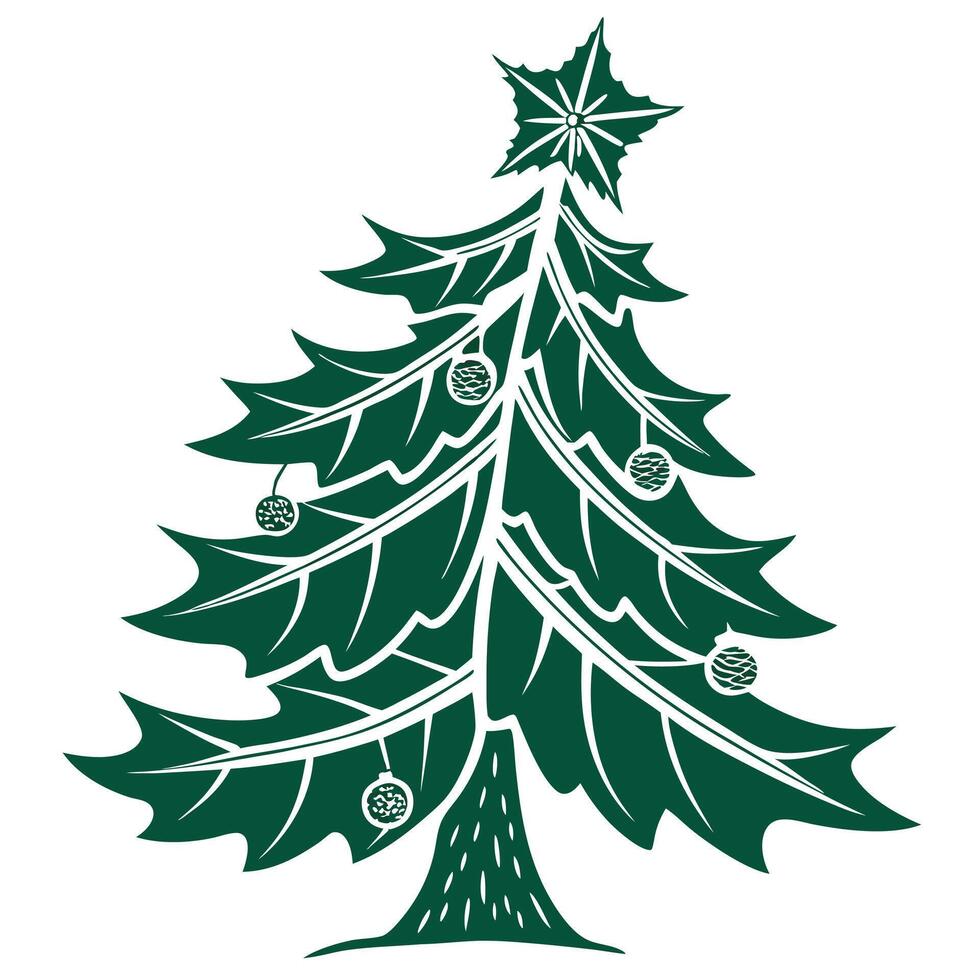 Dark Green Christmas Tree Illustration vector