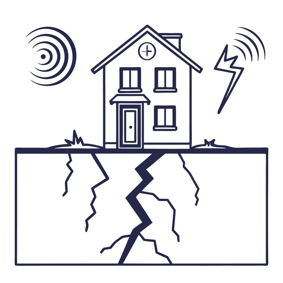 Damaged House Earthquake Illustration Natural Disaster vector