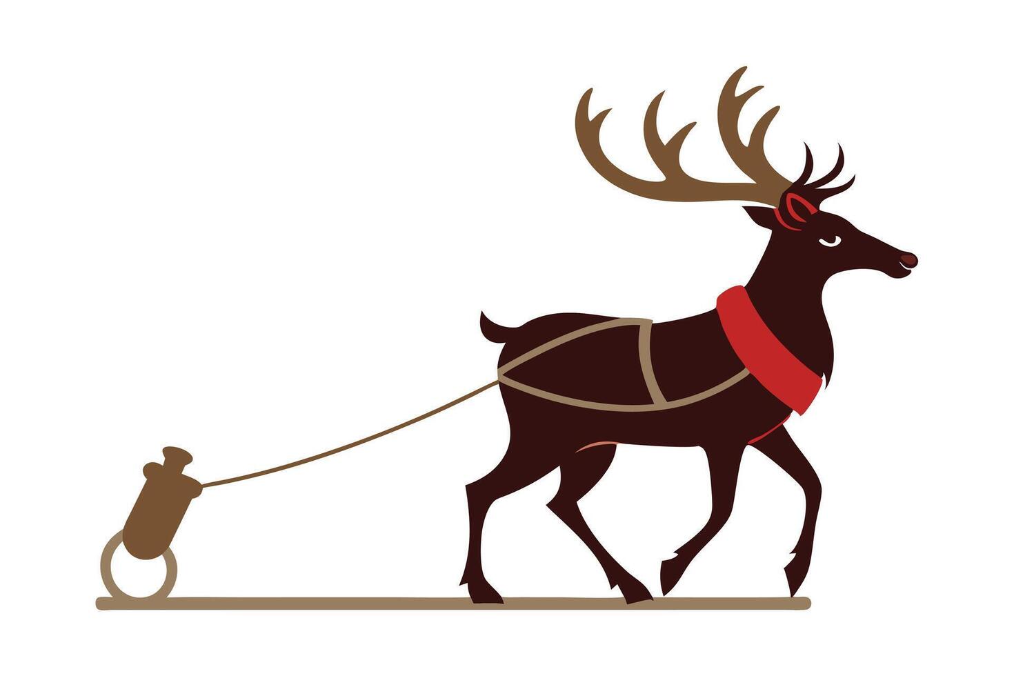 Reindeer Pulling Santas Sleigh Illustration vector