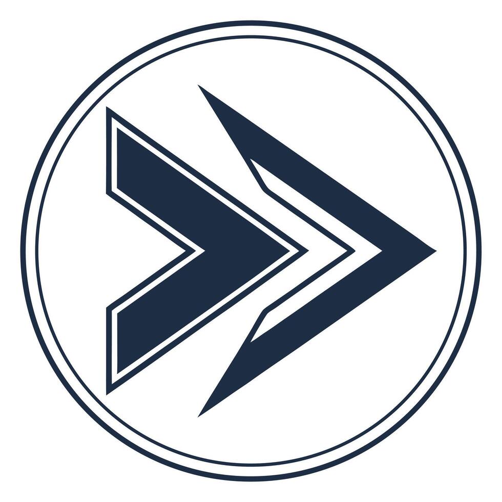 Forward Direction Arrow Icon Inside Double Circle vector