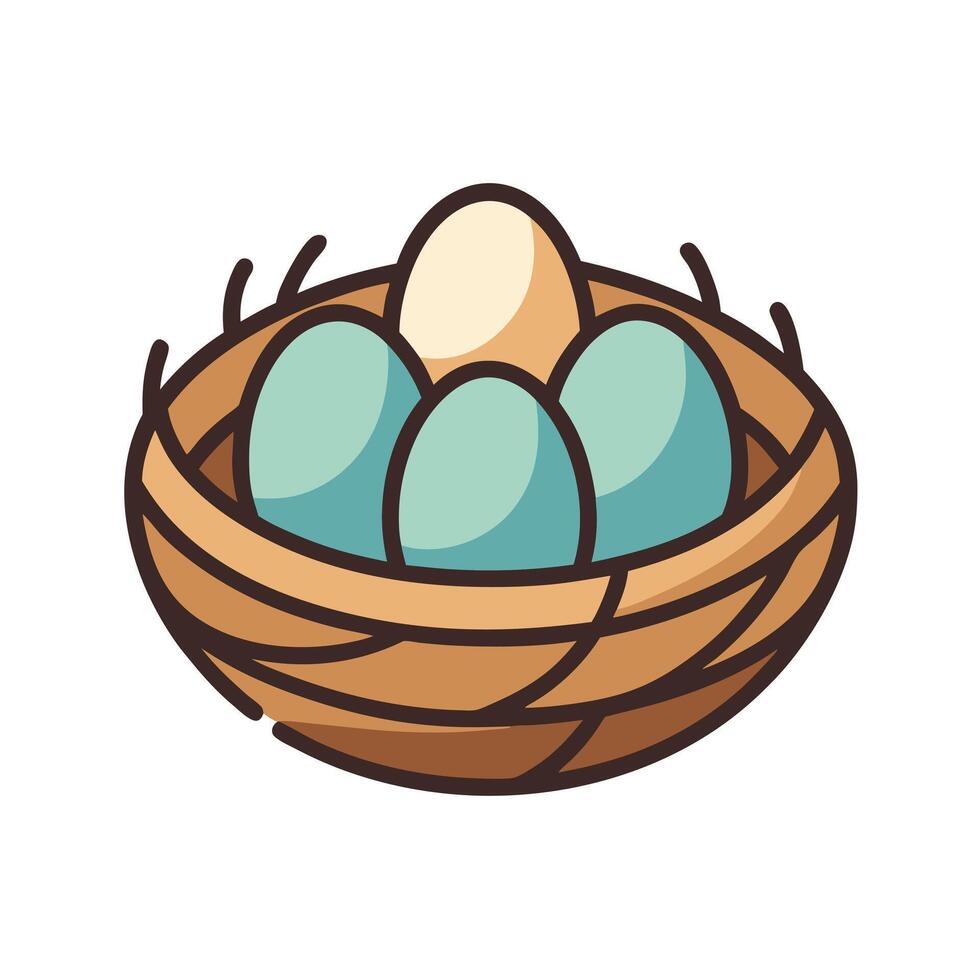 Nest With Eggs Illustration Design vector