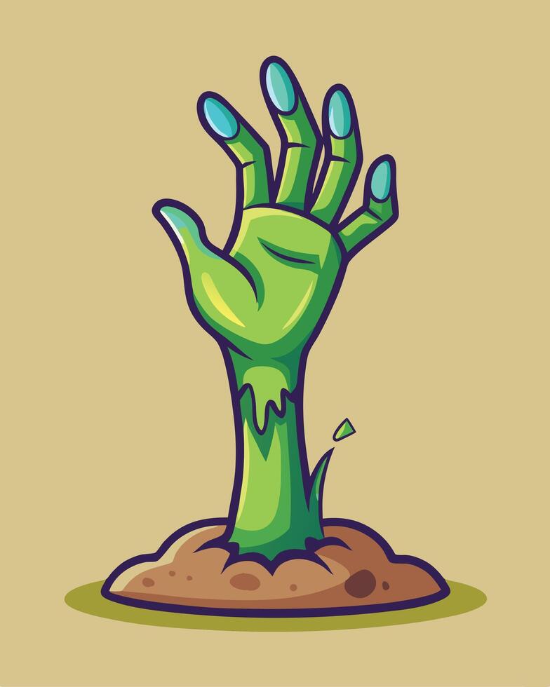 Cartoon Zombie Hand Rising From Ground vector
