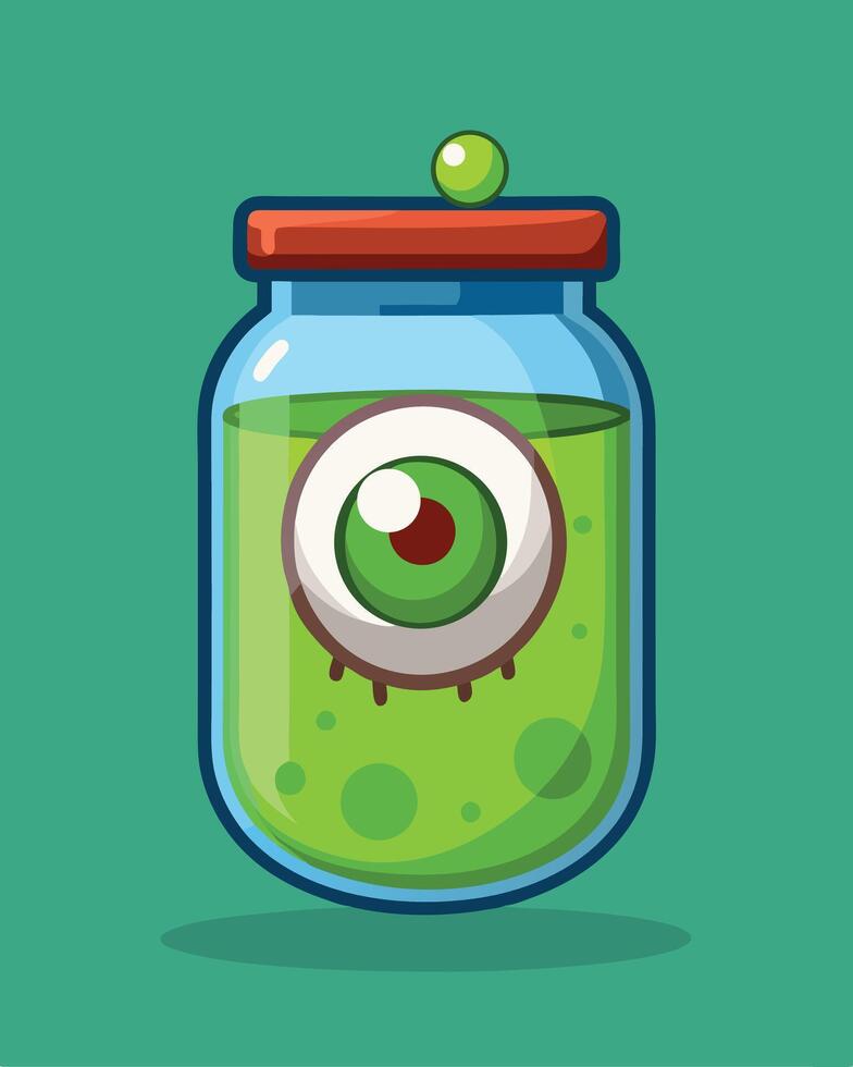 Cartoon Eye In Jar Halloween Concept vector