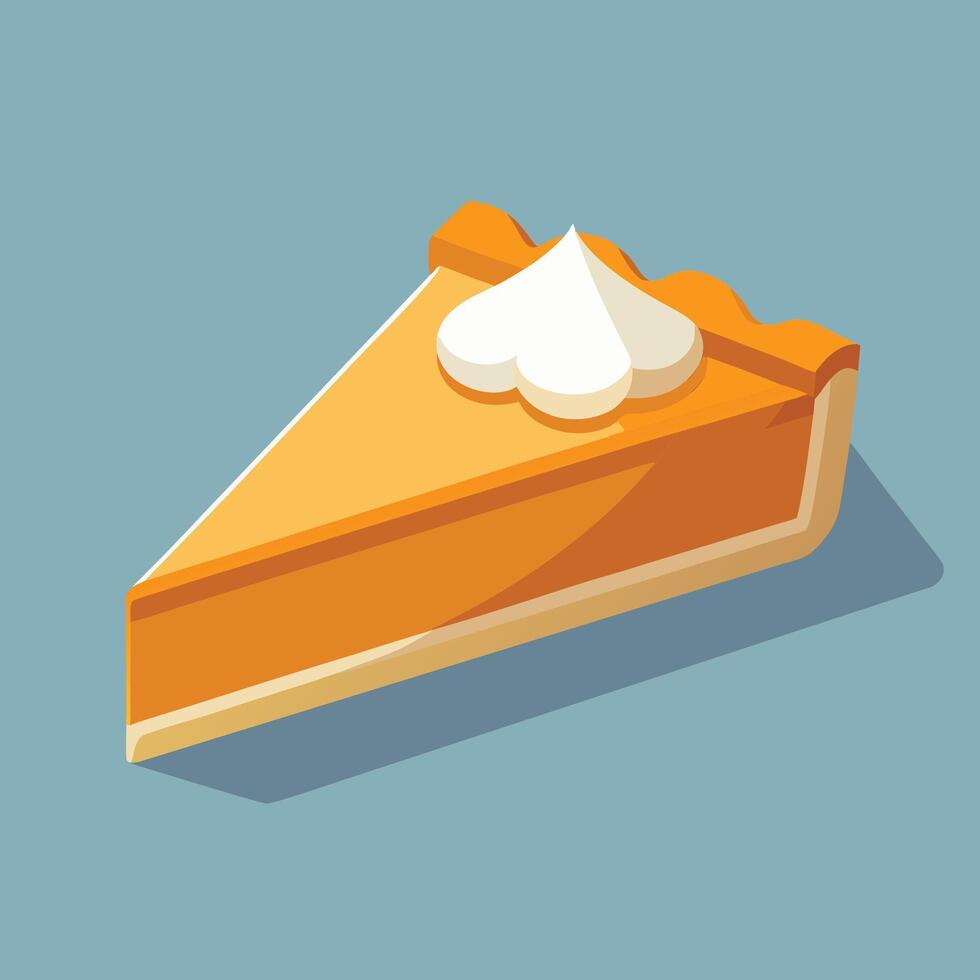 Pumpkin Pie Slice With Whipped Cream vector