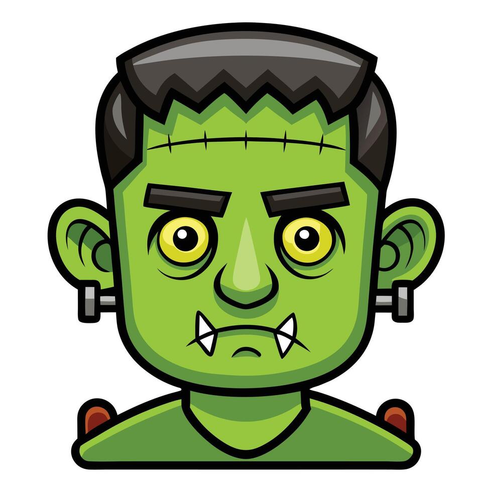 Cartoon Frankenstein Head For Halloween Design vector