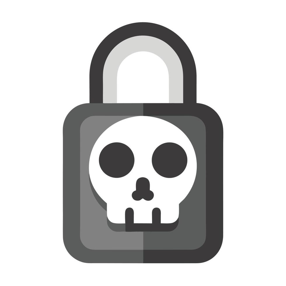 Skull Padlock Illustration Security Vulnerability Concept vector