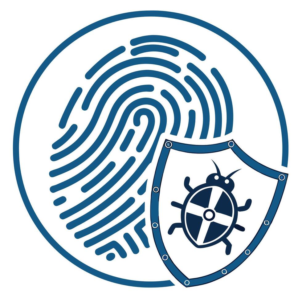 Biometric Data Security With Bug Shield Icon vector