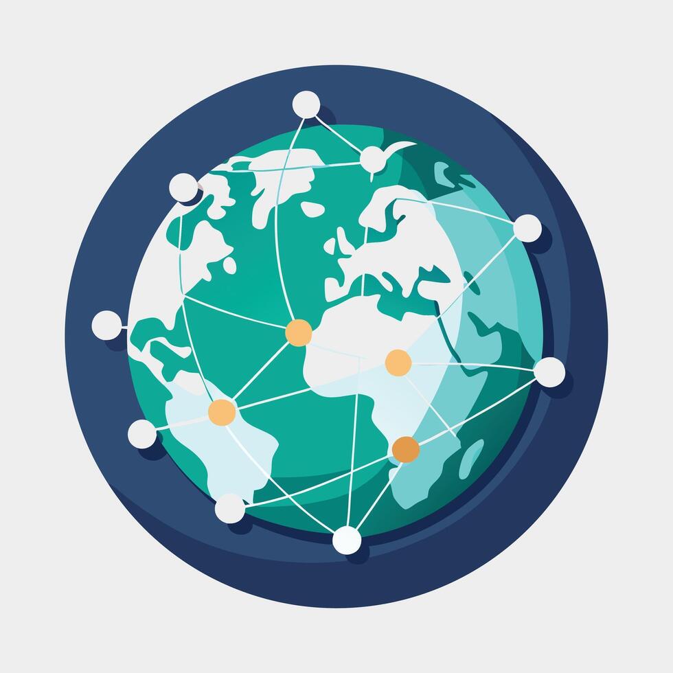 Global Network Illustration With Connected Points vector