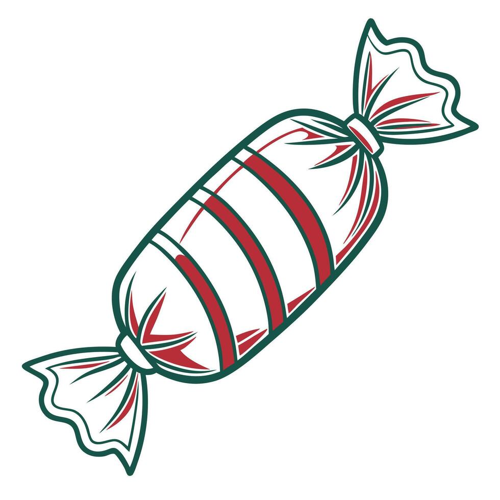 Wrapped Candy Illustration With Red And Green vector