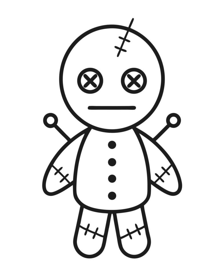 Voodoo Doll Illustration Outline Style vector