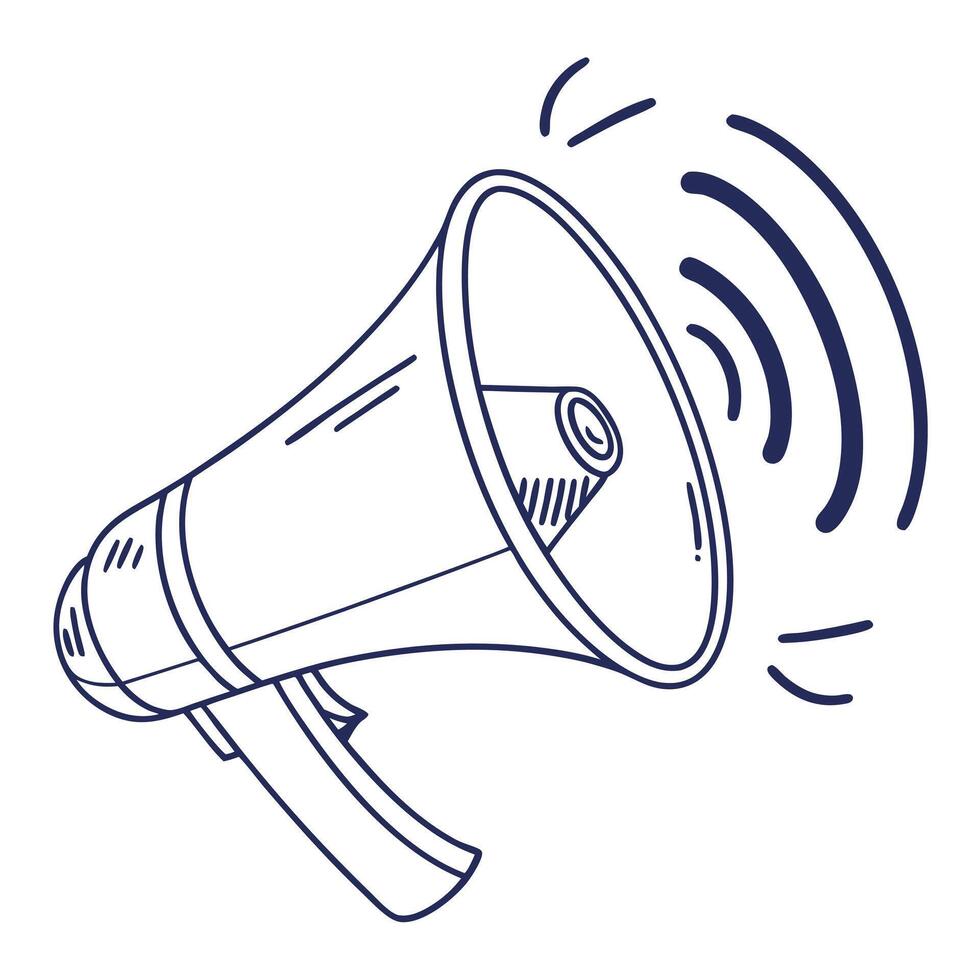 Illustration Of Megaphone With Sound Waves vector