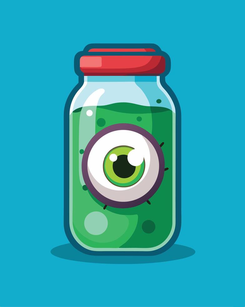 Eye In Jar Spooky Halloween Decor vector