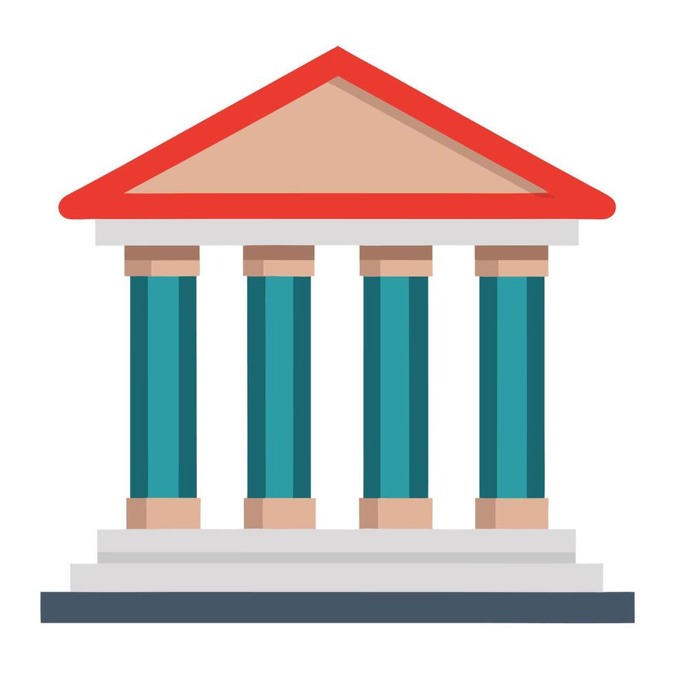 Illustrated Courthouse Building With Red Roof vector