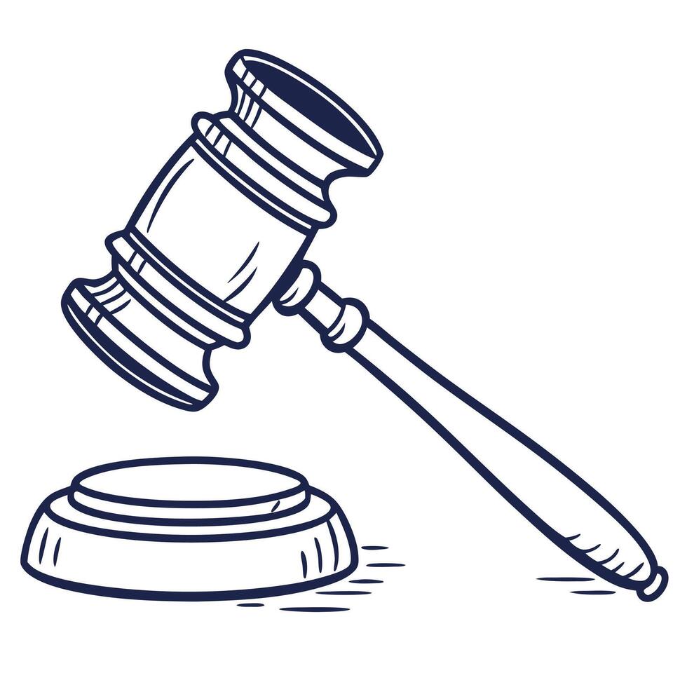 Simple Line Art Illustration Of A Gavel vector
