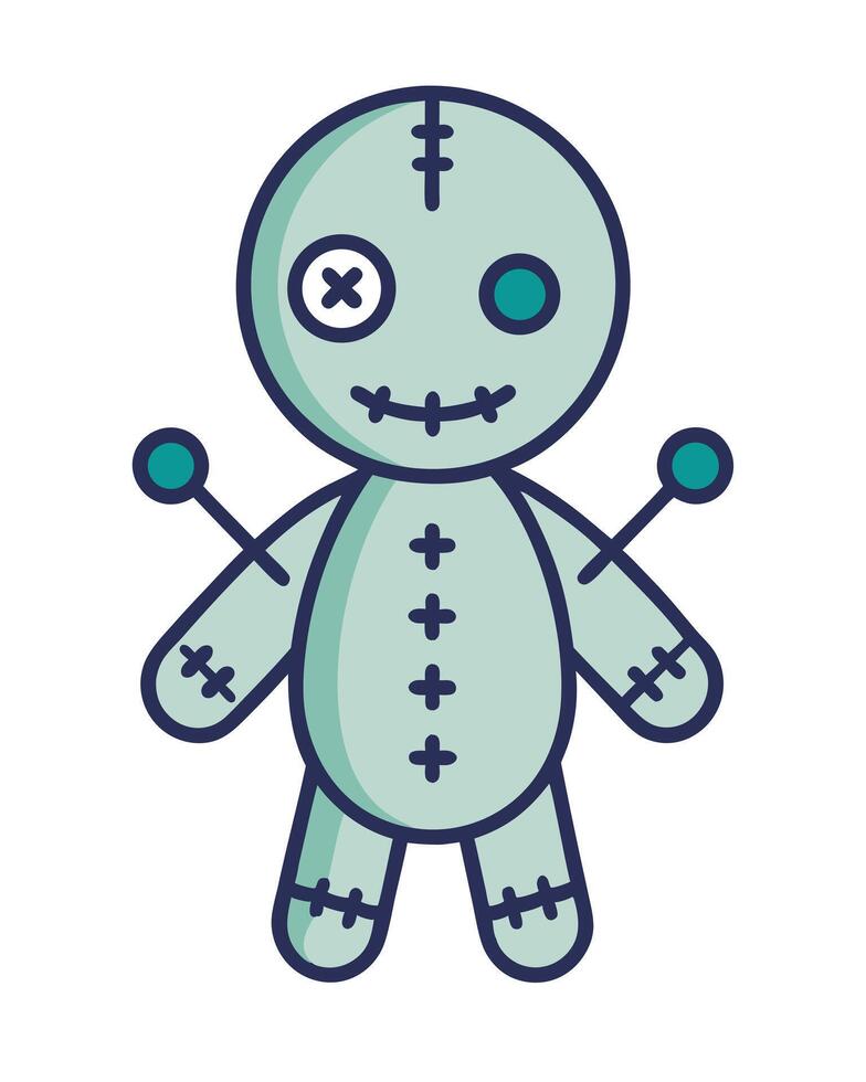 Cute Voodoo Doll With Pins Illustration vector