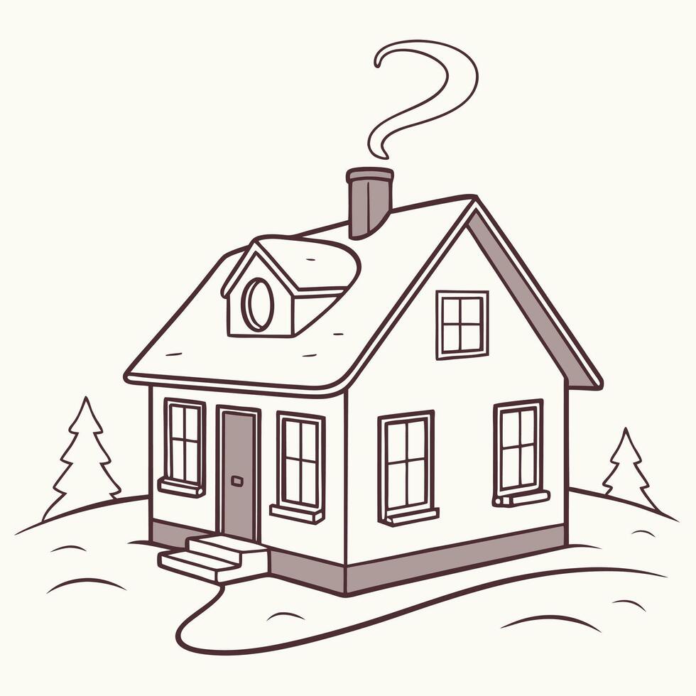House With Question Mark On Smoke vector