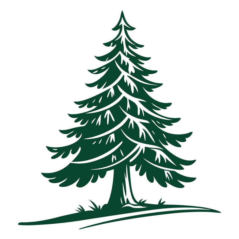 Stylized Evergreen Tree Green Forest Element vector