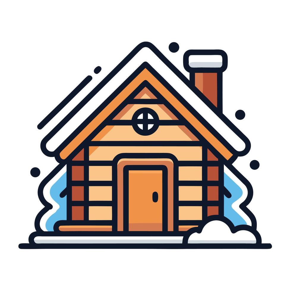 Cozy Winter Cabin In Snow Illustration vector