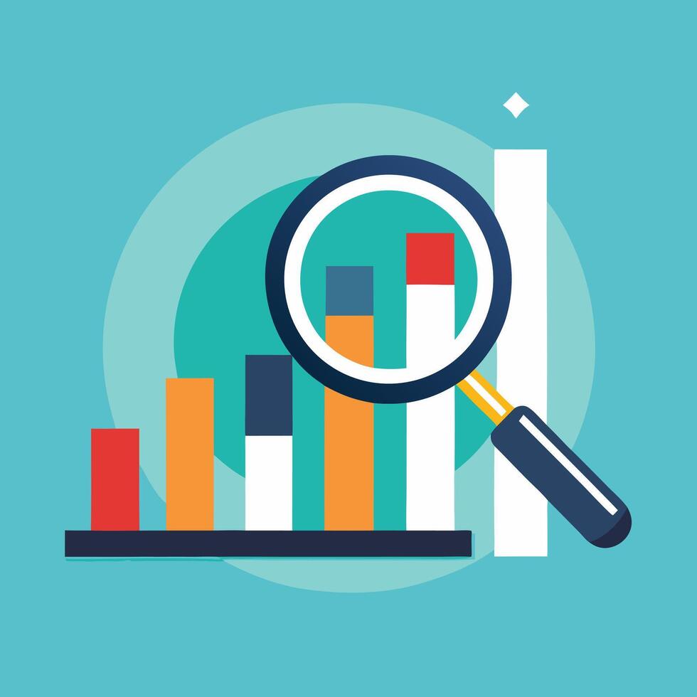 Business Chart Analysis With Magnifying Glass vector