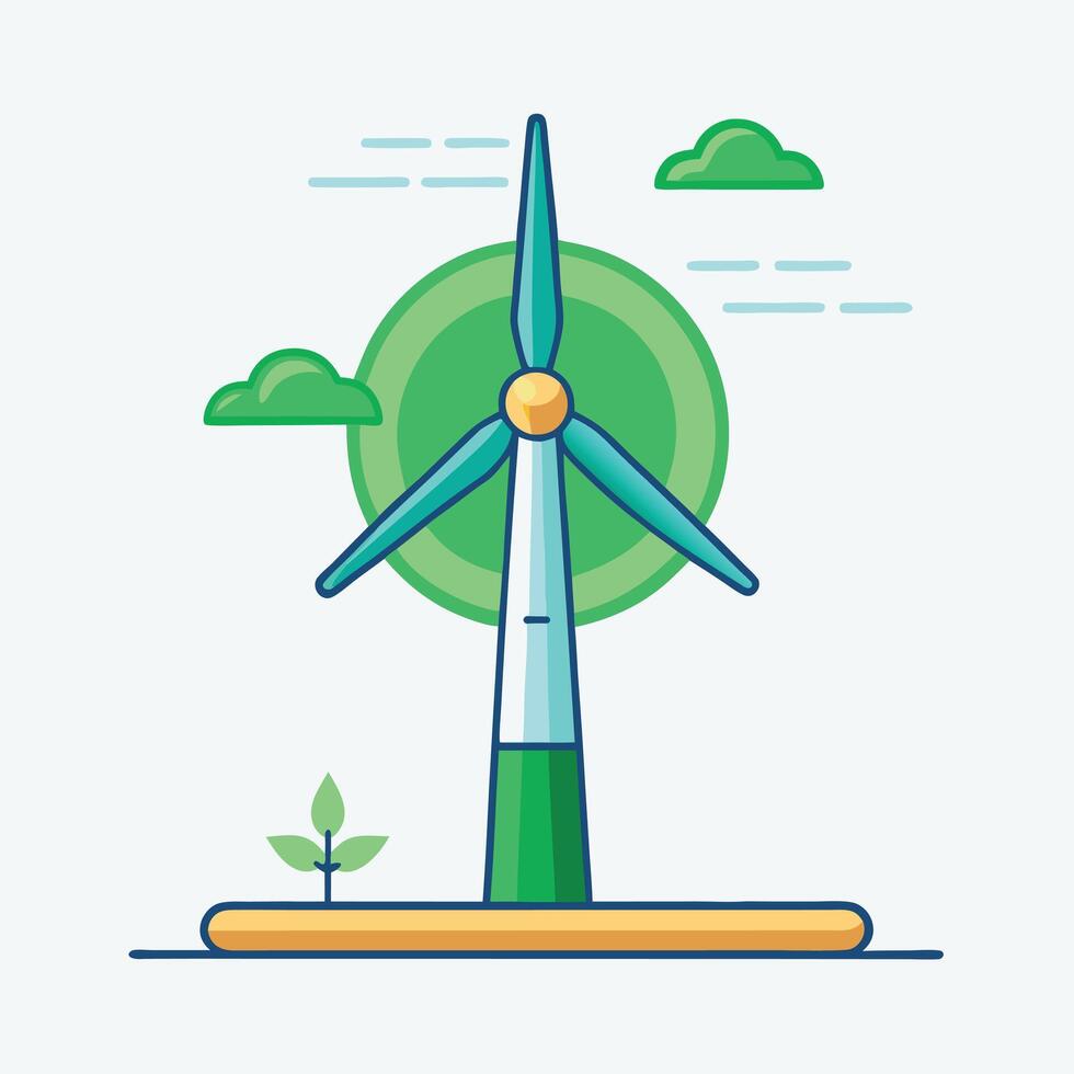 Flat Illustration Of A Wind Turbine vector